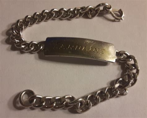 Vintage Sterling Silver 7 Elco ID Bar Bracelet Pave Curb Link