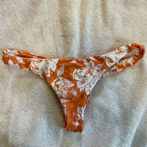 Midori Swim Midori Bikinis Bikini Bottoms Size Medium Kai Bottom Orange Floral Poshmark