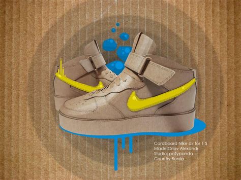 A Cardboard Figure Of A Nike Air Sneaker Decorated In An Illustration