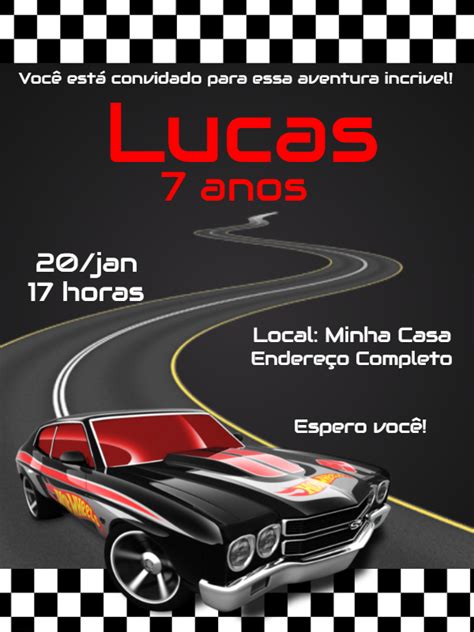 Convite Digital Hot Wheels Edite Gr Tis Nosso Editor Online