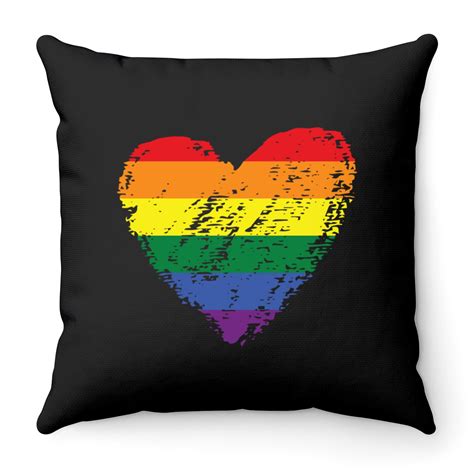 Vintage Gay Throw Pillows Rainbow Flag Colored Heart LGBTQ Lesbian Gay Pride