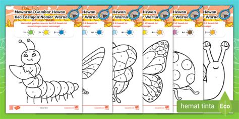 Worksheet Mewarnai Gambar Hewan Kecil dengan Nomor Warna