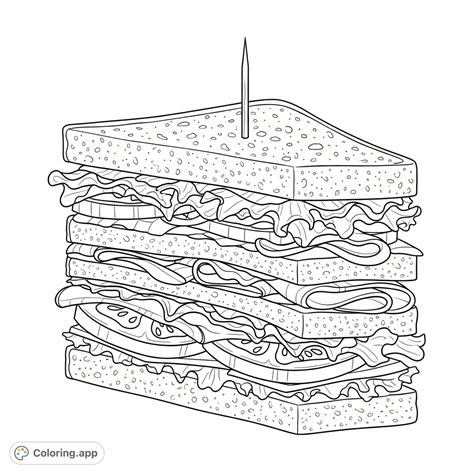 classic layered club sandwich coloringapp