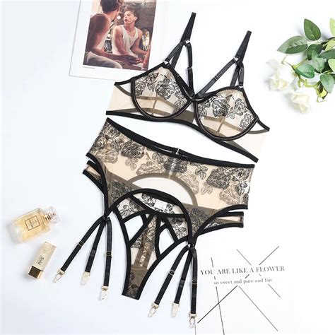 Floral See Through Lingerie Set Free Shipping