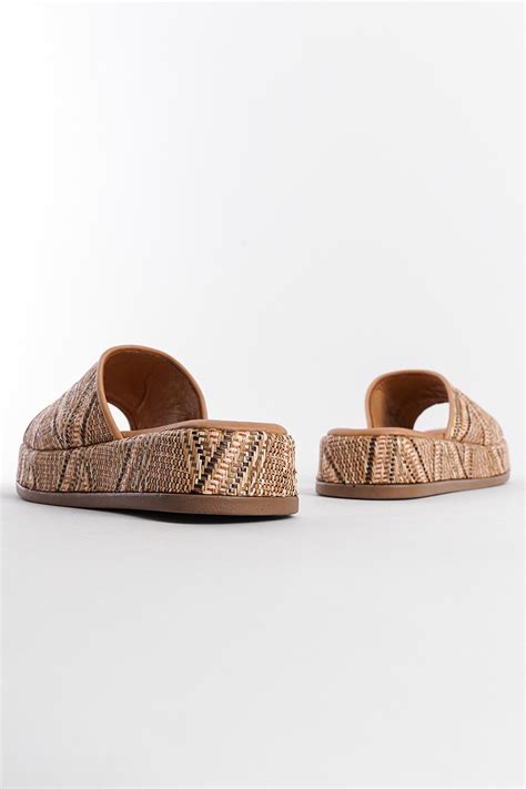 Capone Straw Genuine Leather Single Strap Women Nude Sandals