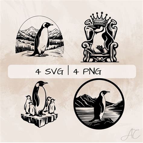 Emperor Penguin Svg Bundle Penguin Png Penguin With Crown Clipart