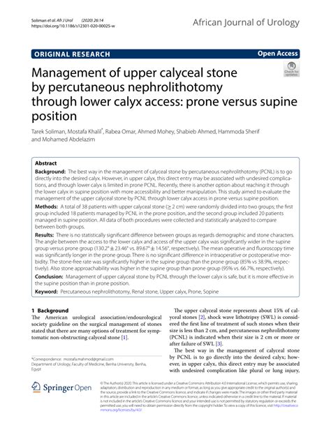 (PDF) Management of upper calyceal stone by percutaneous ...