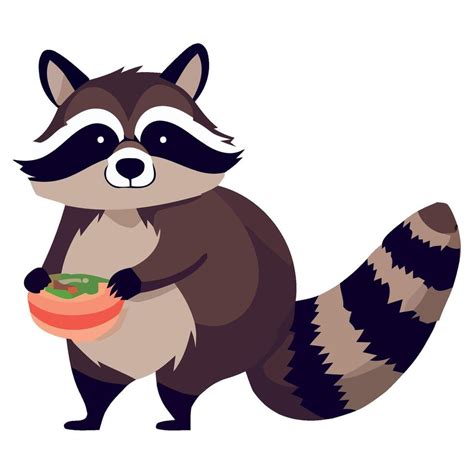 A Raccoon Holding A Bowl Of Food 49430521 Vector Art At Vecteezy