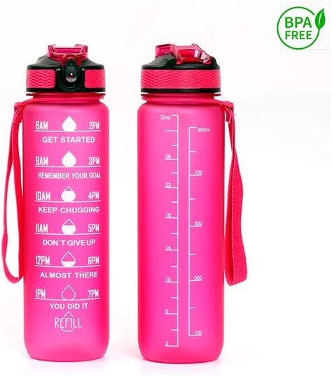 Motivatie Waterfles Rosé 1 Liter Drinkfles Waterfles met Rietje