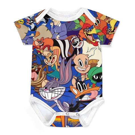 Looney Tunes Cartoons Baby Boy Girl Short Sleeve Romper Clothing Set