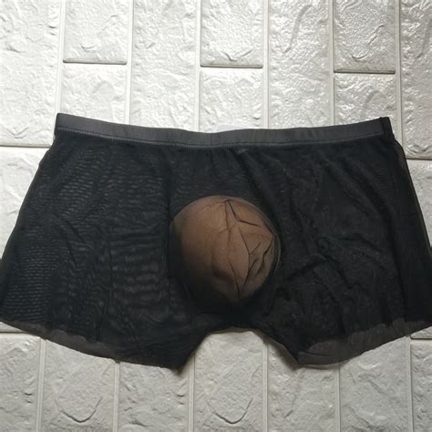 Sexy Lingerie Transparent Underwear Mens Boxers Comfortable Breathable Net Yarn Boxer U Convex