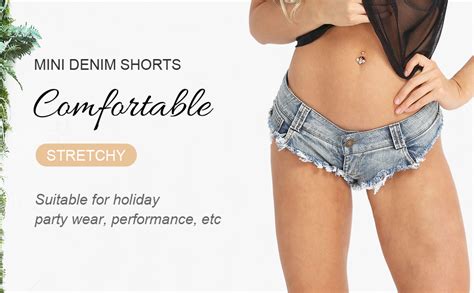 Iefiel Women S Sexy Cut Off Low Rise Cheeky Mini Denim Shorts Thong Jean Shorts Beach Shorts Hot