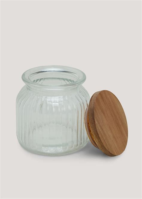 Clear Small Ribbed Glass Canister Cm X Cm Matalan