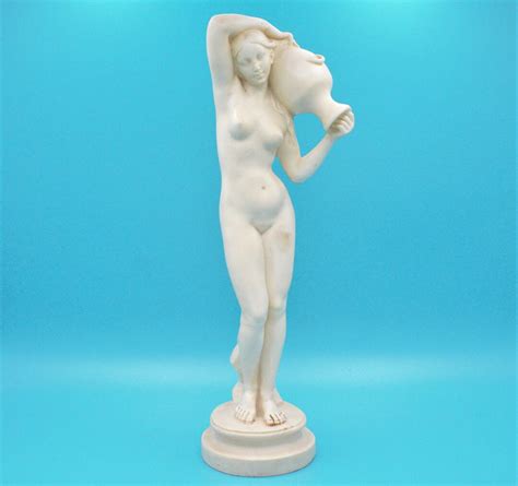 Vintage Fine Art Sculpture Nude Woman With Water Jug Greek Roman Style Classic Figure Italian