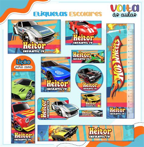 Etiqueta Escolar Digital Hot Wheels Digital Corte