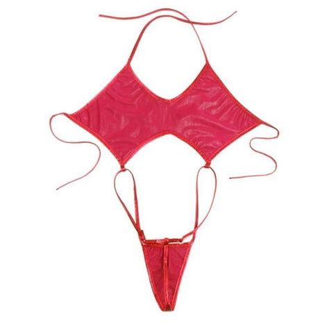 DPois Micro Bikini Sexy Femme Maillots de Bain Pièce Métallique Brillant Thong Tangas Halter
