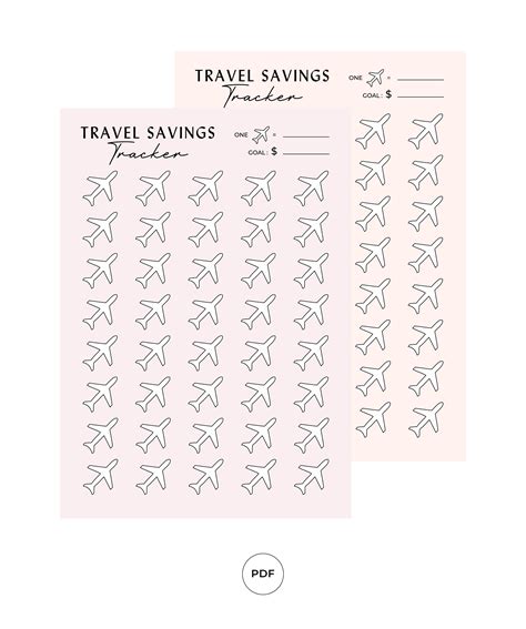 Printable Travel Savings Tracker, Vacation Finance Planner, Instant