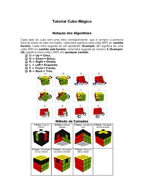 Como Montar O Cubo Mágico 3 Por 3 - Tutorial de Resolução do Cubo Mágico 3x3 | PDF