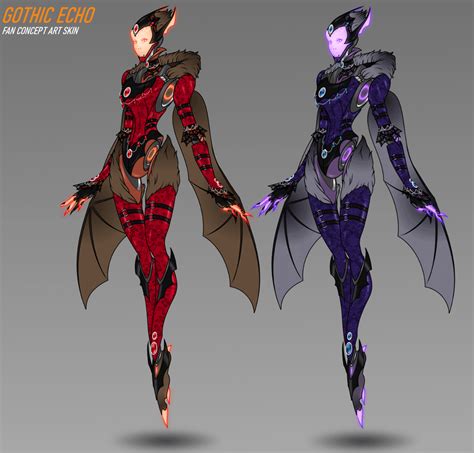 My Gothic (Bat) Echo concept art. Maybe next year eh? : Overwatch