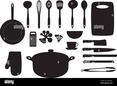 vector illustration of kitchen utensils. Kitchen logo set Stock Vector