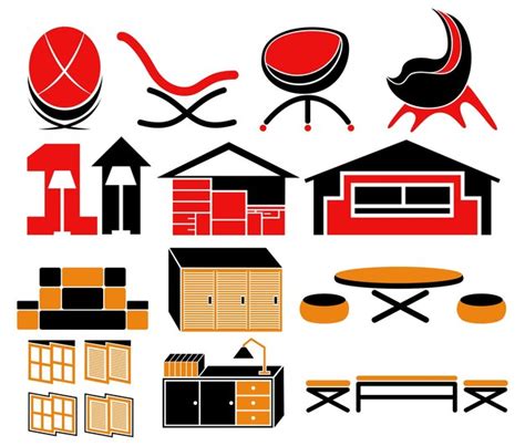 Premium Vector Set Furniture Icon Interior Logo Design Vector