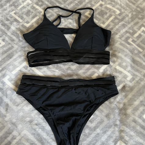 Black Bikini Set With Removable Padding Depop