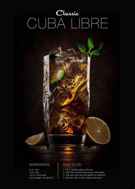 Cuba Libre Cocktail Poster Picture Metal Print Paint By Digital