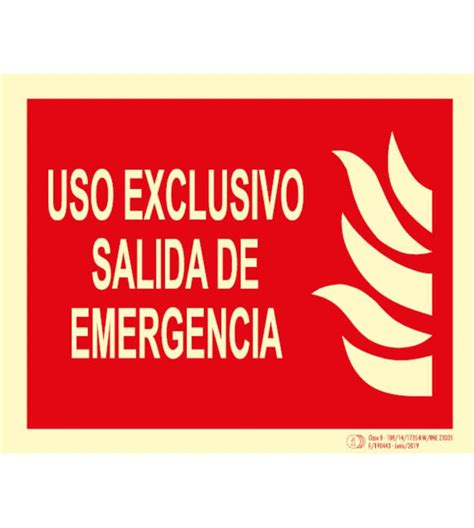 Señal Cartel Uso exclusivo salida emergencia Clase B Seguridad