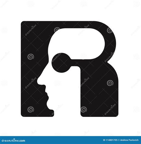 R R Logo Logotype - English Font Upper Case Letter - Human Faces of Cyborg Robots, for Computer ...