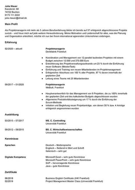 Europass Cv Online Erstellen Lebenslauf Mit Beispiel