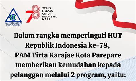 Momentum HUT Ke 78 RI PAM Tirta Karajae Parepare Luncurkan Dua Program