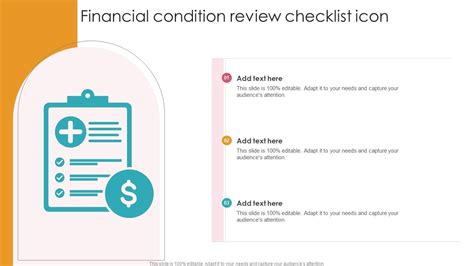 financial condition review checklist icon designs
