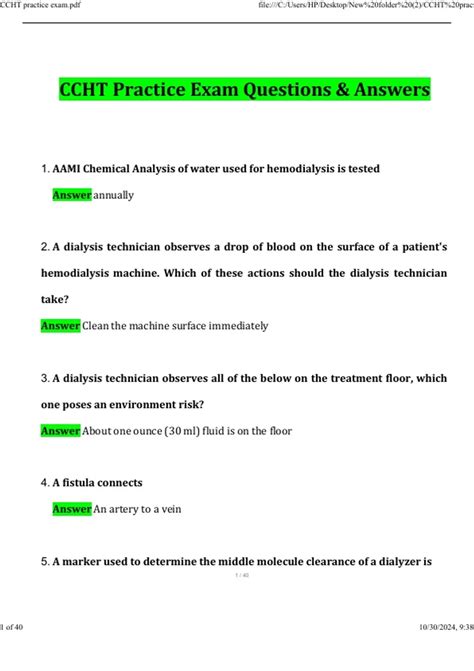 Practice Test For Ccht Exam