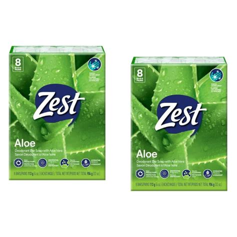 Zest Bar Soap Fresh Aloe 4 Oz Bars 8 Count Pack Of 2