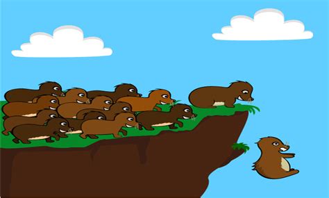 lemming jumping  cliff