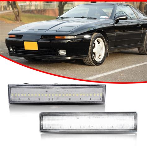 Clear White Led Front Side Marker Lights For 87 92 Toyota Supra And 86 89