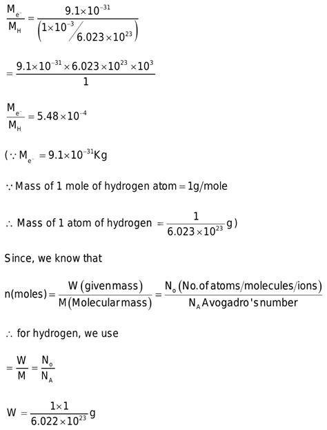 The Ratio Of Mass Of Electron To Mass Of Hydrogen Atom