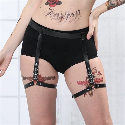 Sexy Lingerie Leather Leg Harness For Women Sex Body Strap Punk Goth Bridal Garters Belt