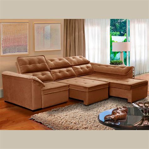 Comprar Sofá 6 Lugares Chaise Retrátil e Assento Reclinável Dallas 2