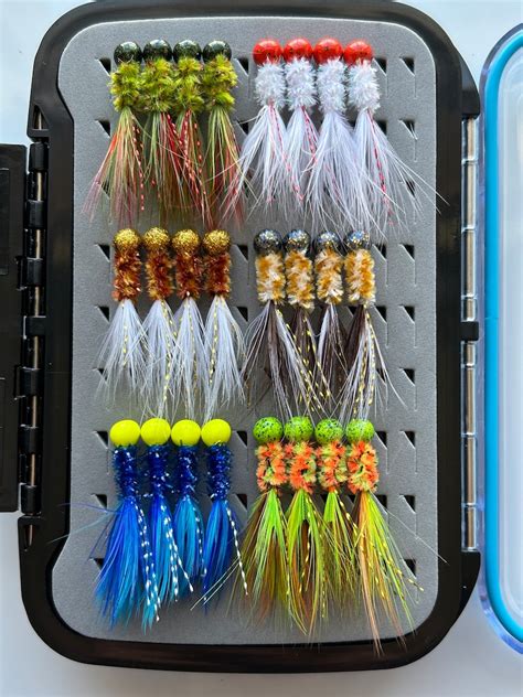 48 Hand Tied Hackle Feather Crappie Jig Box Etsy