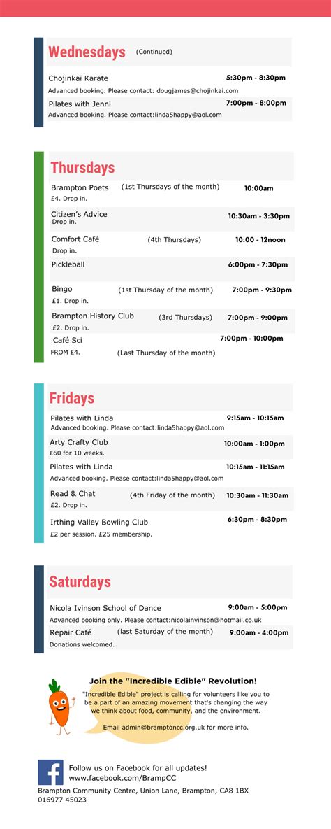 Regular Activities Brampton Community Centre