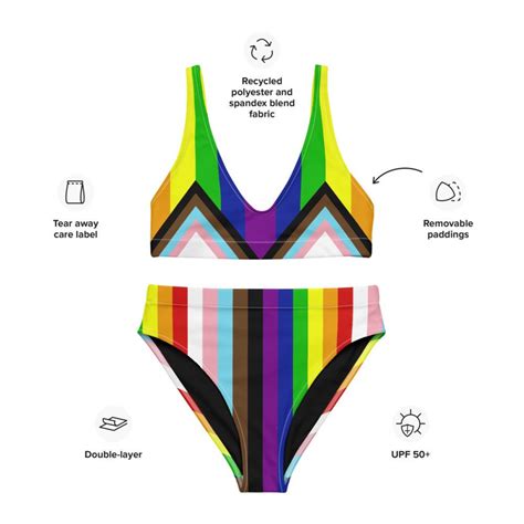 Progress Pride Flag Bikini Recycled High Waisted Bikini Etsy