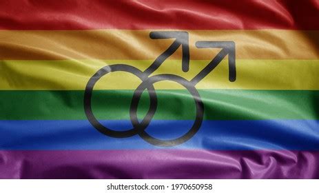 Gay Pride Flag Waving Wind Close Stock Photo Shutterstock