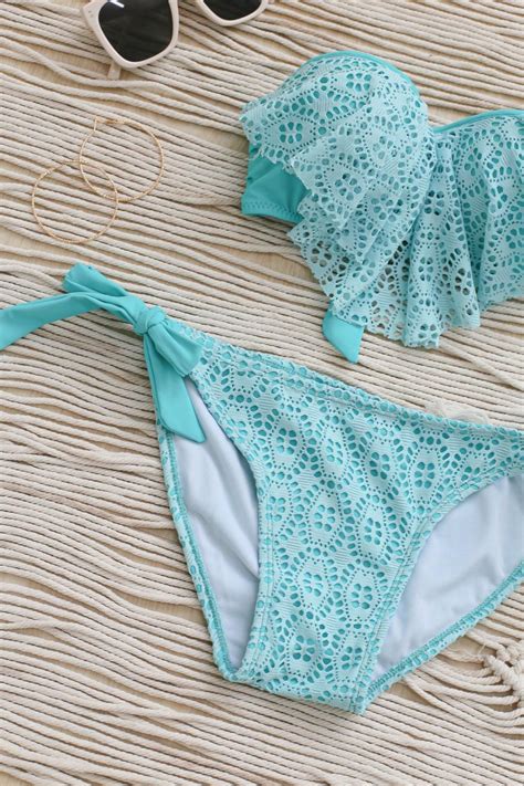 CROCHET SWEETHEART BIKINI SET IN TURQUOISE ShopperBoard