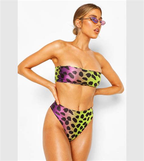 Buy Boohoo Leopard High Waist Bandeau Bikini Set In Multiple Colors 6thStreet Kuwait