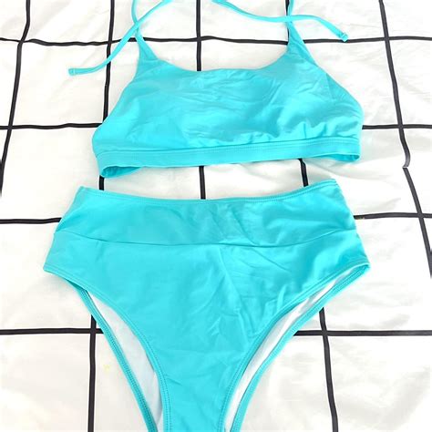 Bright Blue Bikini Set Size S W Depop