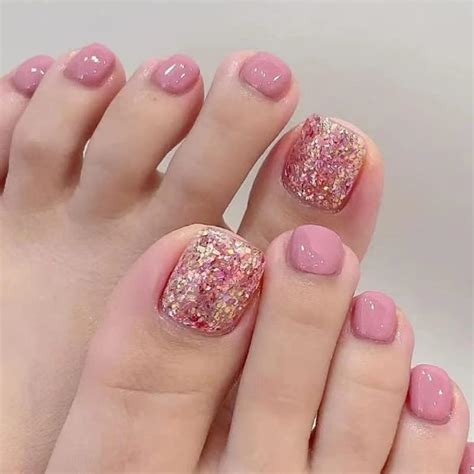 Amazon French Tip Press On Toenails Short Square Fake Toenails Nude Pink False Toenails