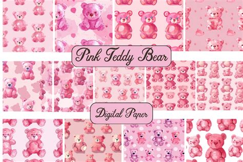 Pink Teddy Bear Digital Paper Graphic By Tshirtado · Creative Fabrica