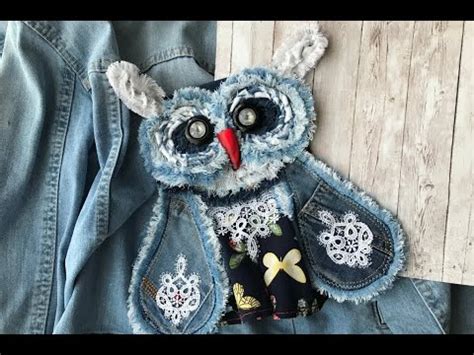 Сова на джинсовой сумке. Самый милый совенок из остатков старых джинсов ...