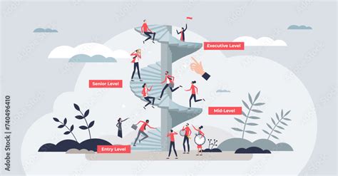 career advancement  employee professional growth tiny person concept